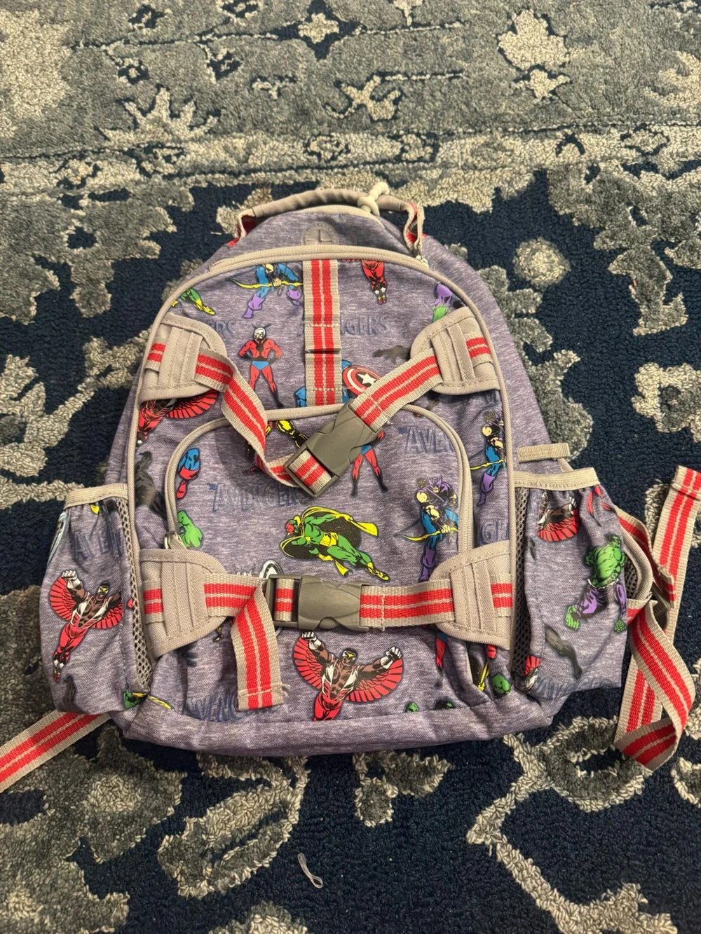 Pottery Barn Kids Purple Marvel-Style Superhero Backpack with Red Accents
